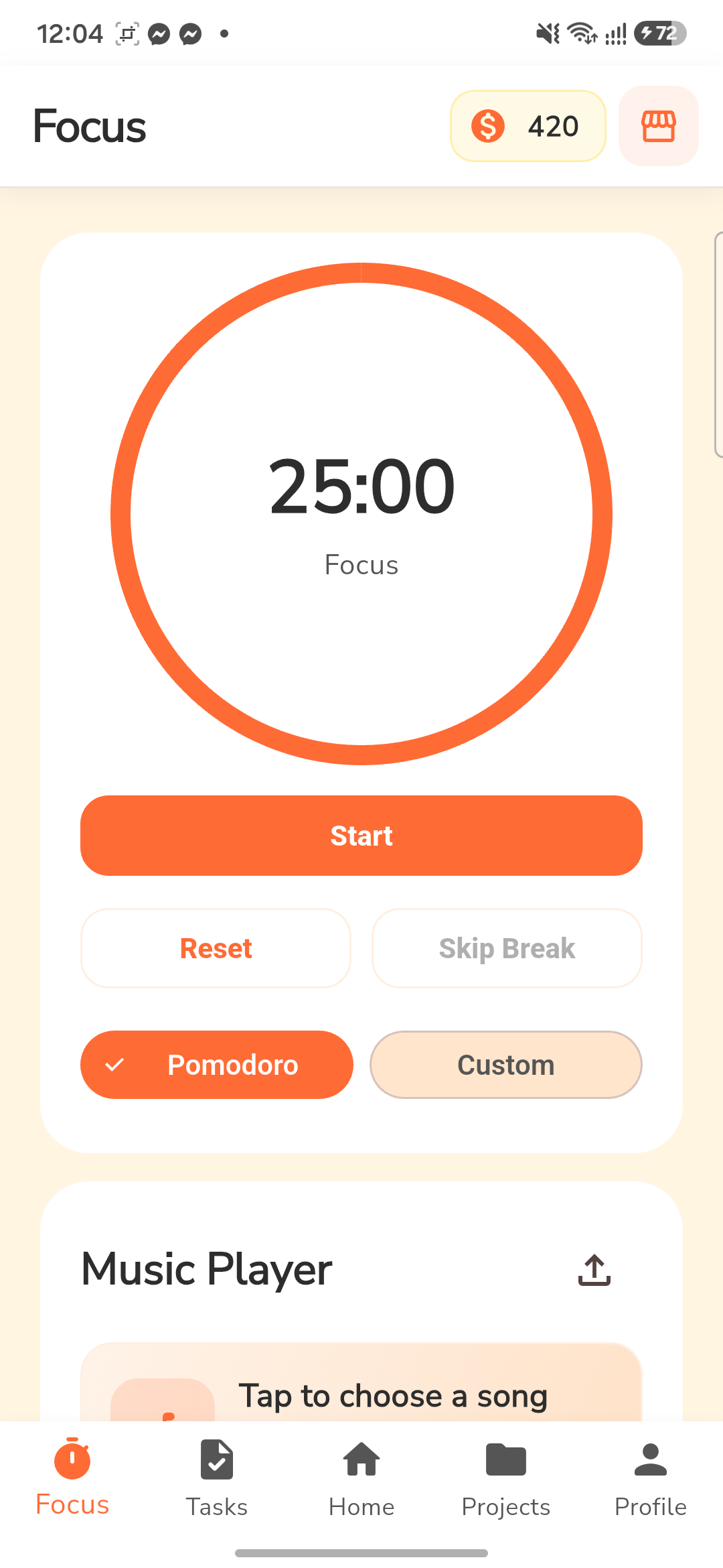 Student Overcooked focus timer and music player
